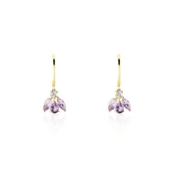 Boucles D'oreilles Pendantes Spring Or Jaune Améthyste Oxyde