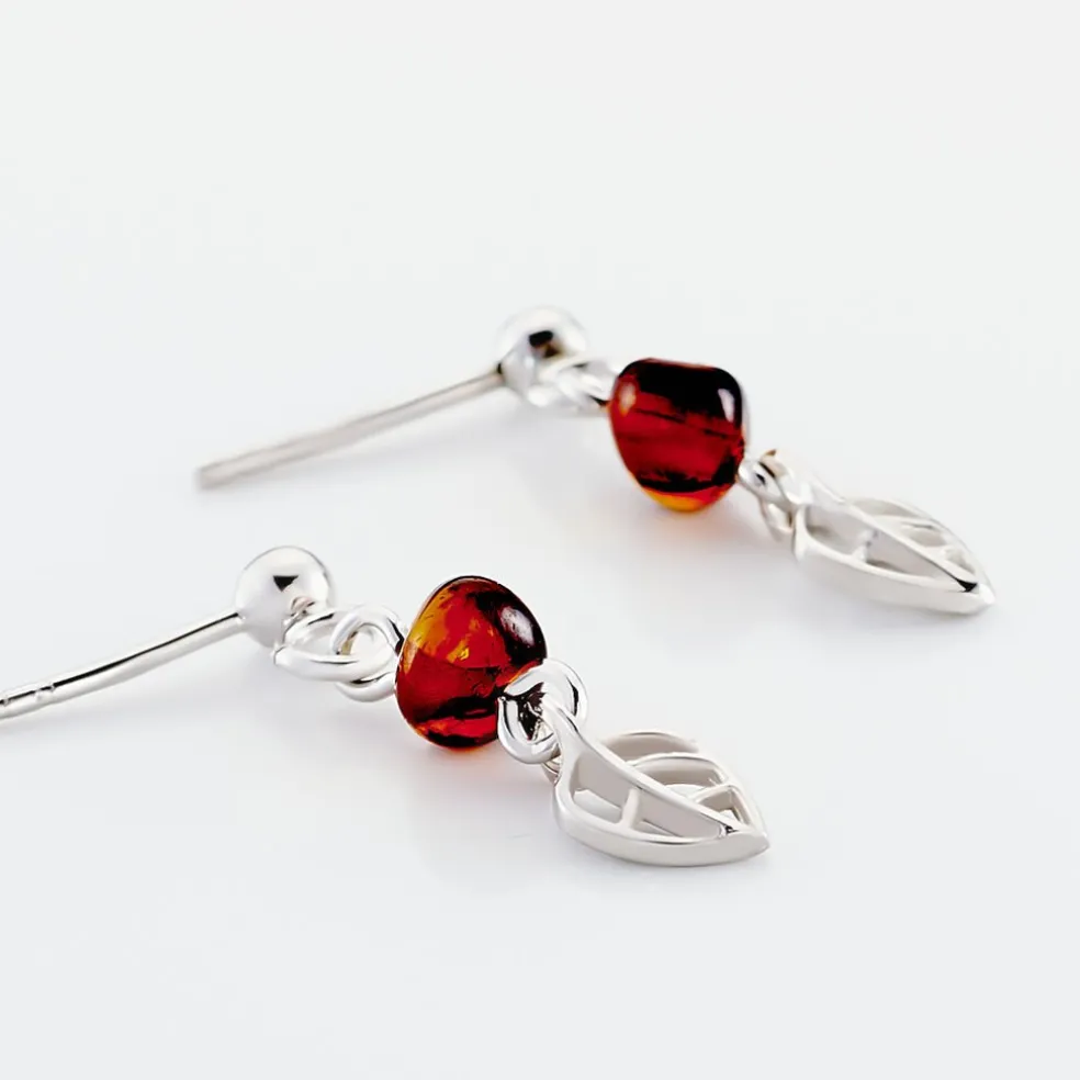 Boucles D'oreilles Pendantes Nolana Argent Blanc Ambre