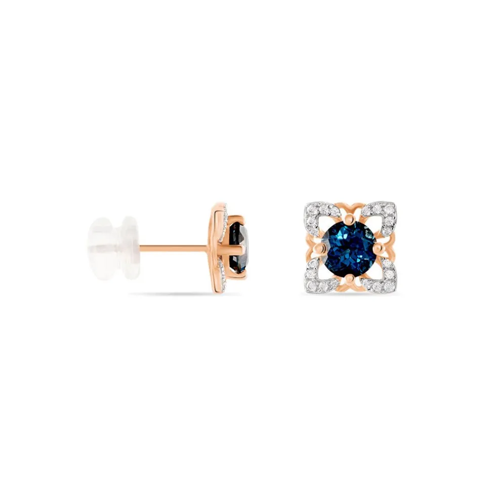 Boucles D'oreilles Pendantes Haia Or Rose Topaze Et Oxyde De Zirconium