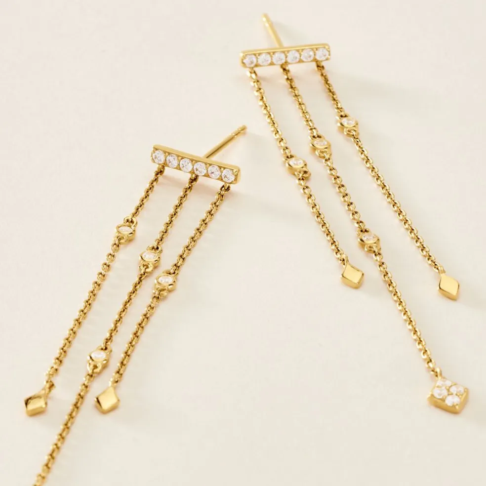 Boucles D'oreilles Pendantes Eclat D'etoile Or Jaune Oxyde