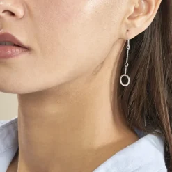 Boucles D'oreilles Pendantes Toi Et Moi Argent Blanc