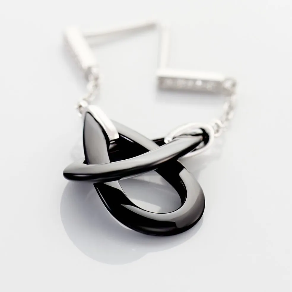 Boucles D'oreilles Pendantes Amaris Argent Blanc Céramique Et Oxyde