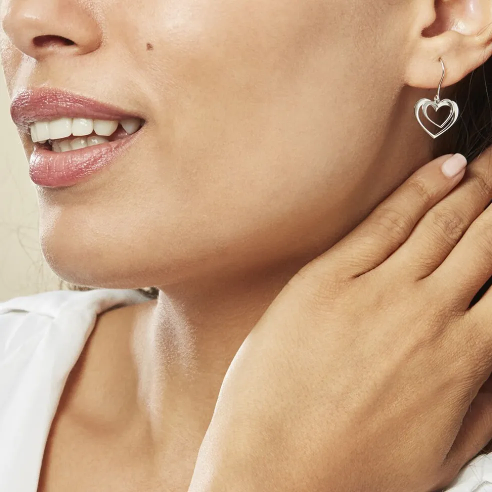 Boucles D'oreilles Pendantes Clarra Argent Blanc