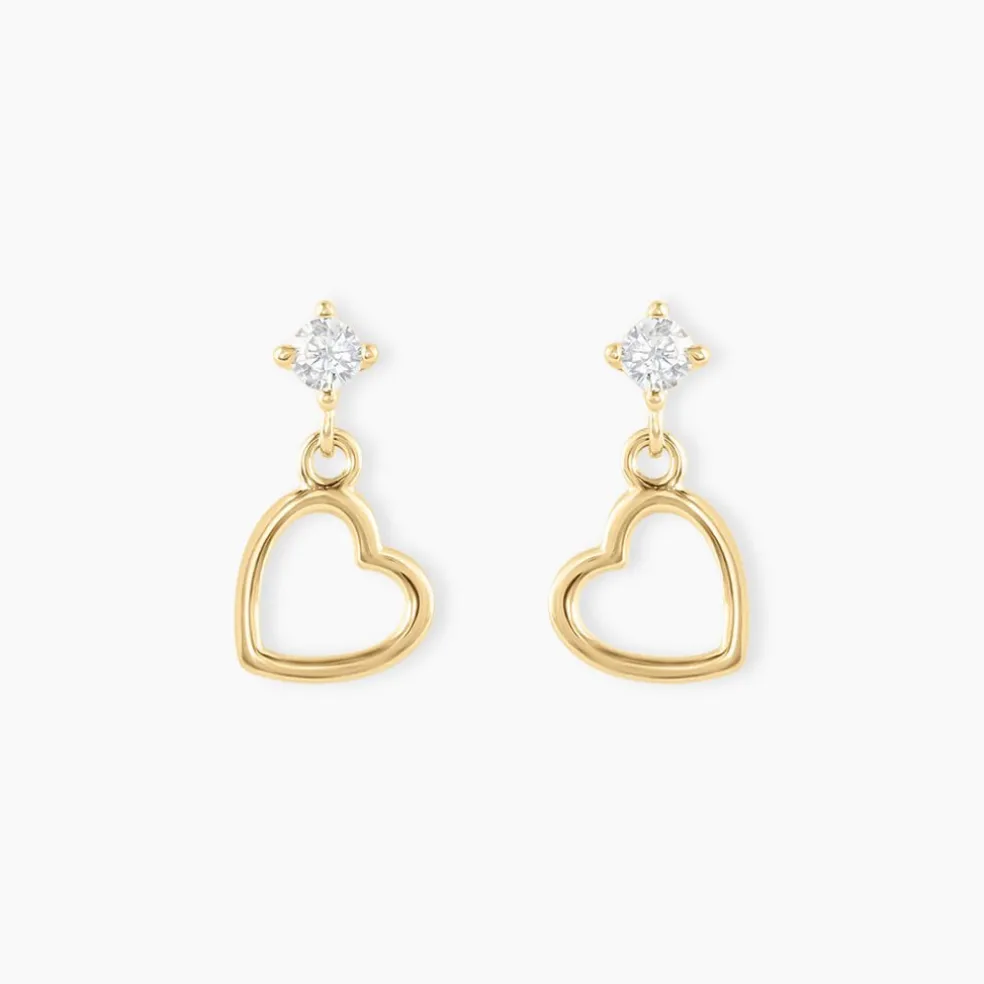 Boucles D'oreilles Pendantes Daria C艙ur Or Jaune