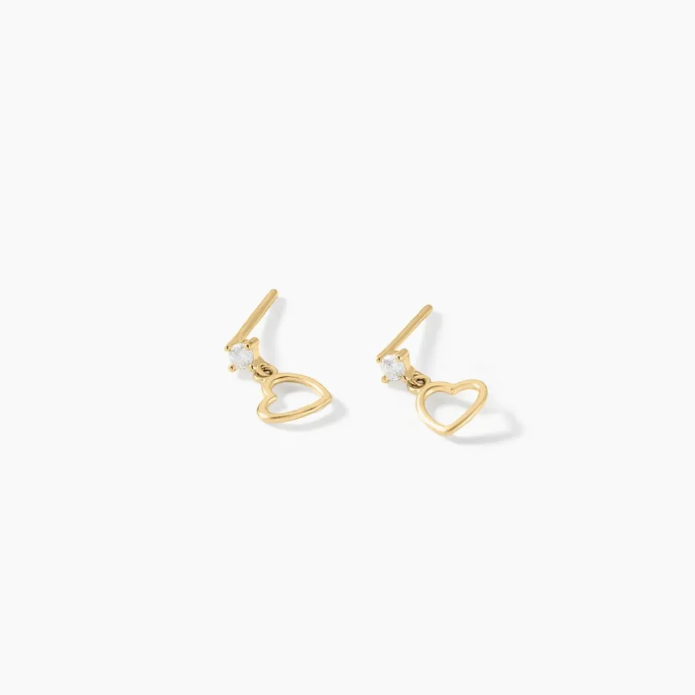Boucles D'oreilles Pendantes Daria C艙ur Or Jaune