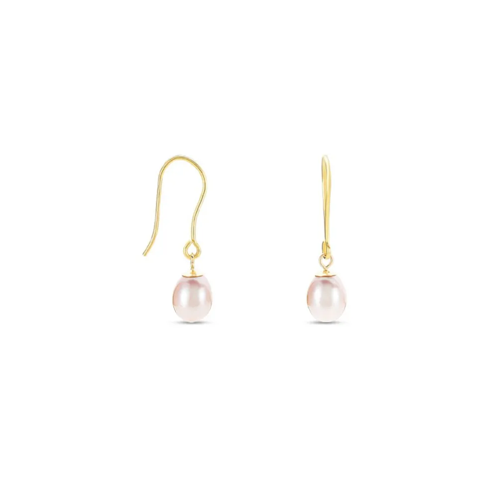 Boucles D'oreilles Pendantes Baroque Or Jaune Perles De Culture