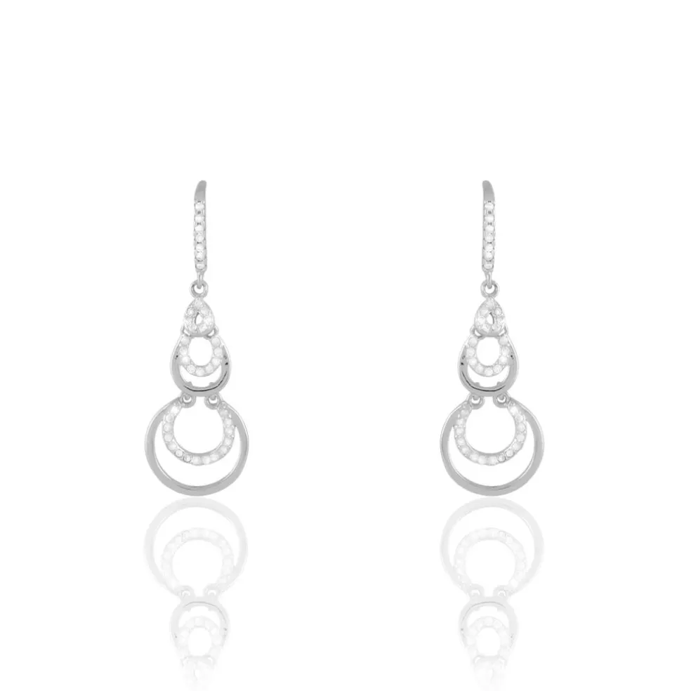 Boucles D'oreilles Pendantes Greta Argent Blanc