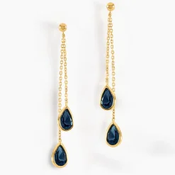 Boucles D'oreilles Pendantes Or Jaune Carlyn Topaze