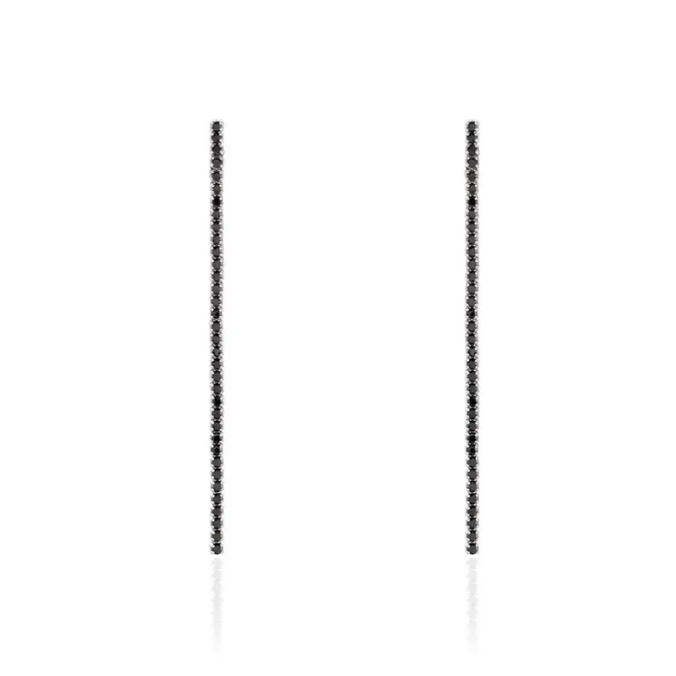 Boucles D'oreilles Pendantes Lou-anne Argent Blanc Oxyde Noir