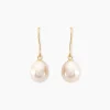 Boucles D'oreilles Pendantes Baroque Or Jaune Perle De Culture