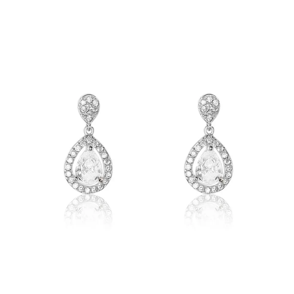 Boucles D'oreilles Pendantes Argent Blanc Zelie Oxyde De Zirconium