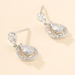 Boucles D'oreilles Pendantes Argent Blanc Zelie Oxyde De Zirconium