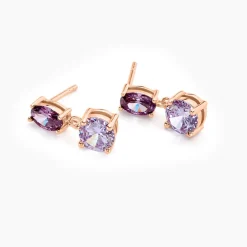 Boucles D'oreilles Pendantes Argent Rose Brenna Oxydes De Zirconium