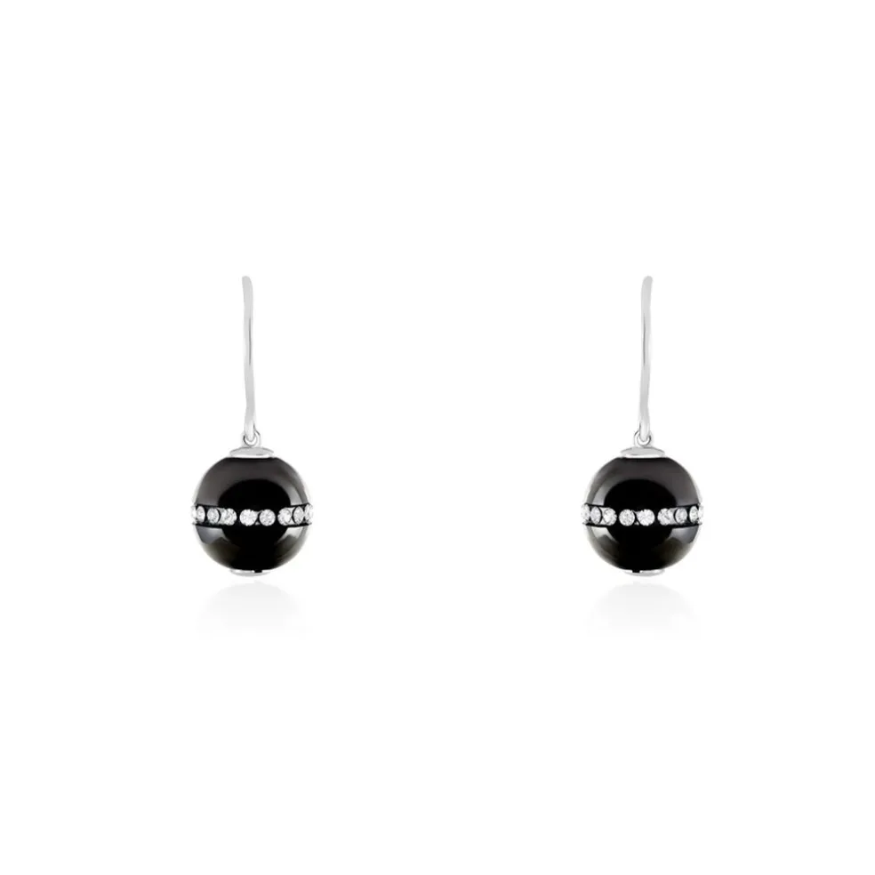 Boucles D'oreilles Pendantes Nina Cera Argent Strass Et Céramique
