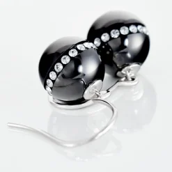 Boucles D'oreilles Pendantes Nina Cera Argent Strass Et Céramique