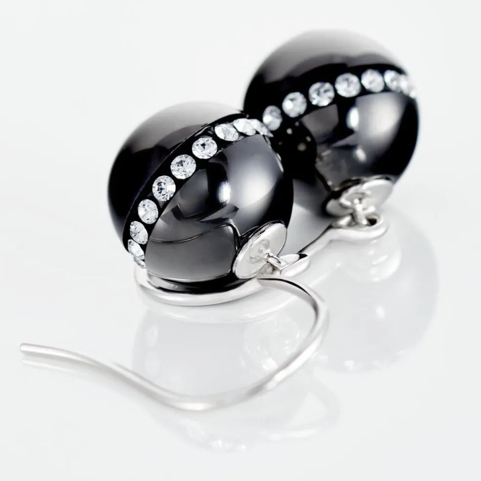 Boucles D'oreilles Pendantes Nina Cera Argent Strass Et Céramique