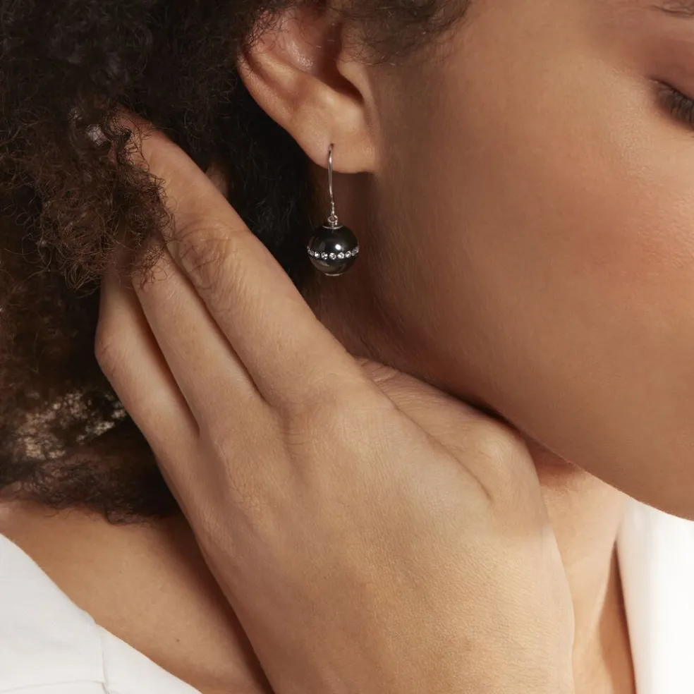 Boucles D'oreilles Pendantes Nina Cera Argent Strass Et Céramique