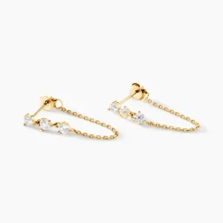 Boucles D'oreilles Pendantes Orion Or Jaune Oxyde De Zirconium