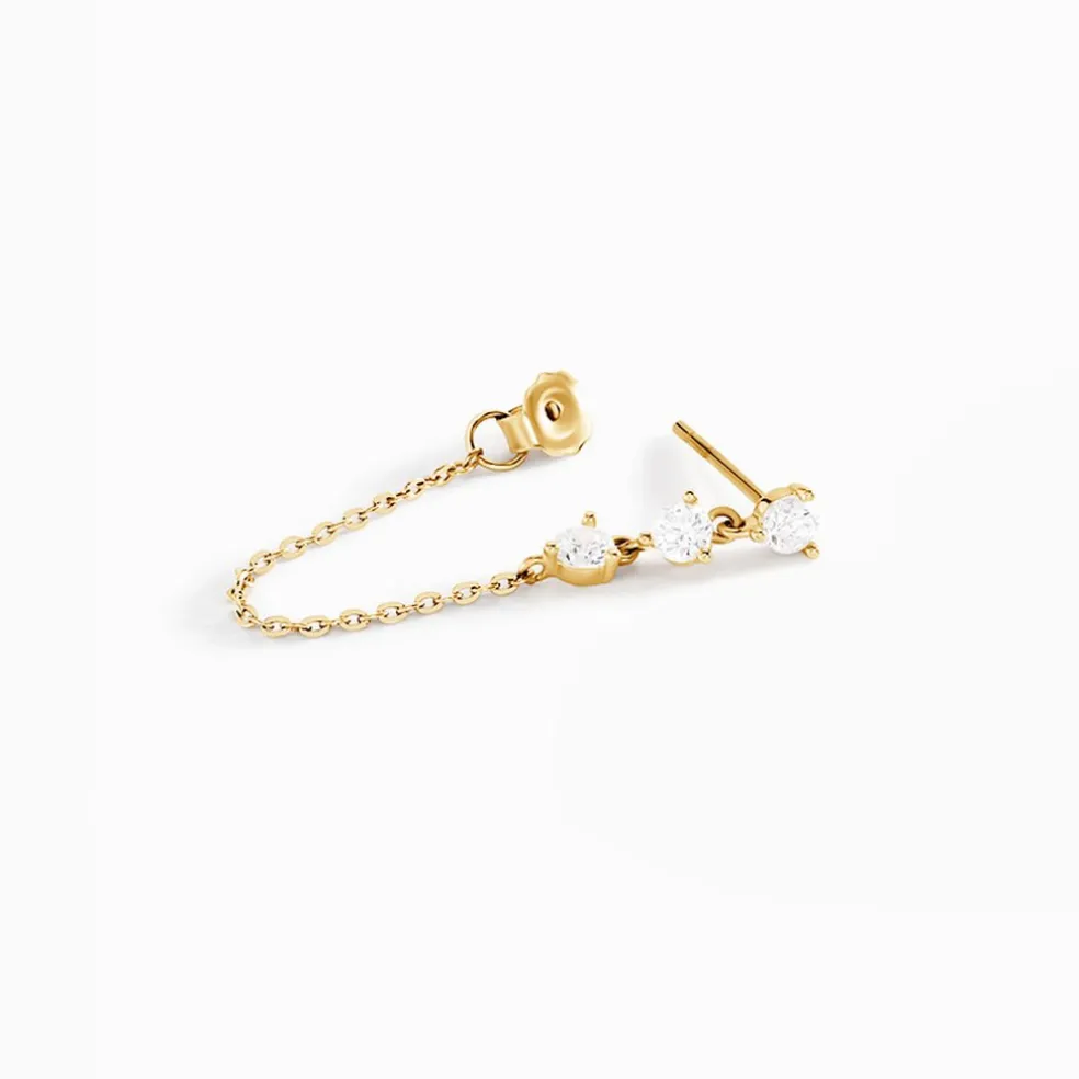Boucles D'oreilles Pendantes Orion Or Jaune Oxyde De Zirconium