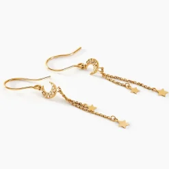 Boucles D'oreilles Pendantes Stellar Or Jaune Oxyde De Zirconium
