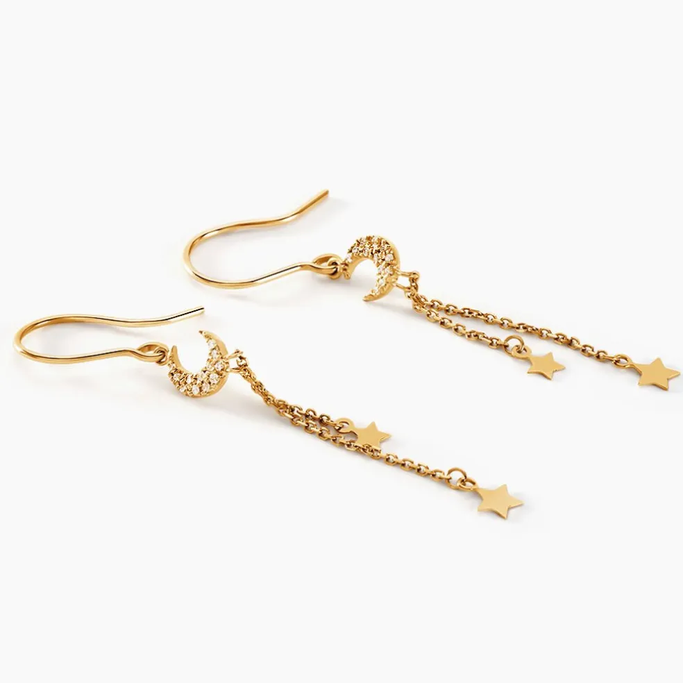 Boucles D'oreilles Pendantes Stellar Or Jaune Oxyde De Zirconium