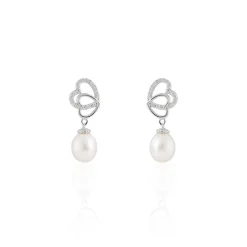 Boucles D'oreilles Pendantes Rosella Argent  Perle De Culture Et Oxyde