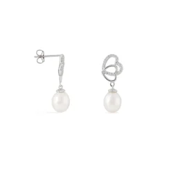 Boucles D'oreilles Pendantes Rosella Argent  Perle De Culture Et Oxyde