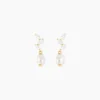 Boucles D'Oreilles Pendantes Nacrée Or Jaune Perle De Culture Oxyde De Zirconium
