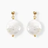 Boucles D'oreilles Pendantes Baroka Or Jaune Perle De Culture