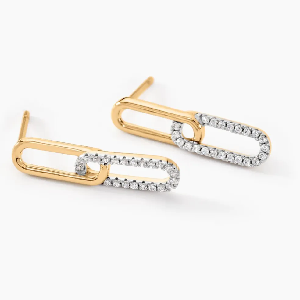 Boucles D'oreilles Pendantes Graphic Lines Or Jaune Oxyde De Zirconium