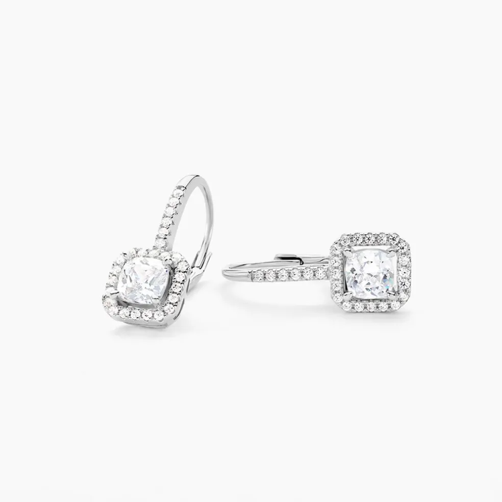 Boucles D'oreilles Pendantes Rio Argent Blanc Oxyde De Zirconium