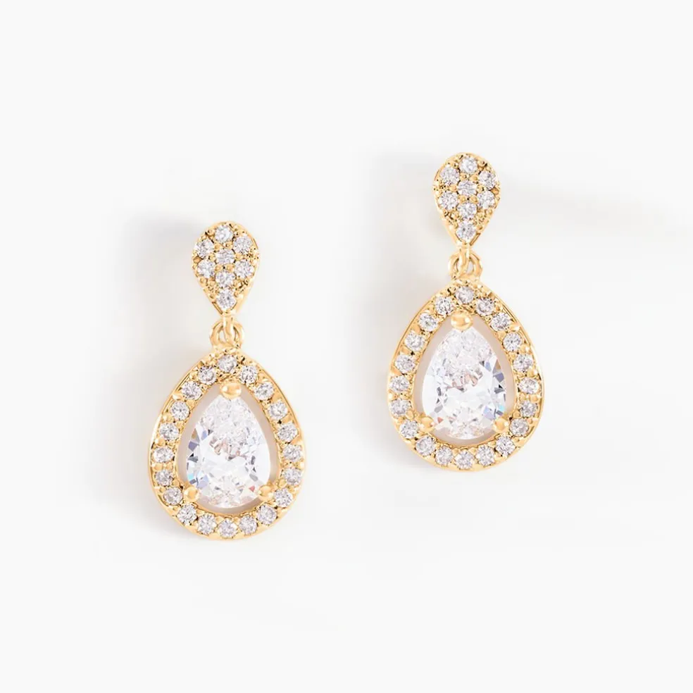 Boucles D'oreilles Pendantes Brigita Plaqué Or Jaune Oxyde
