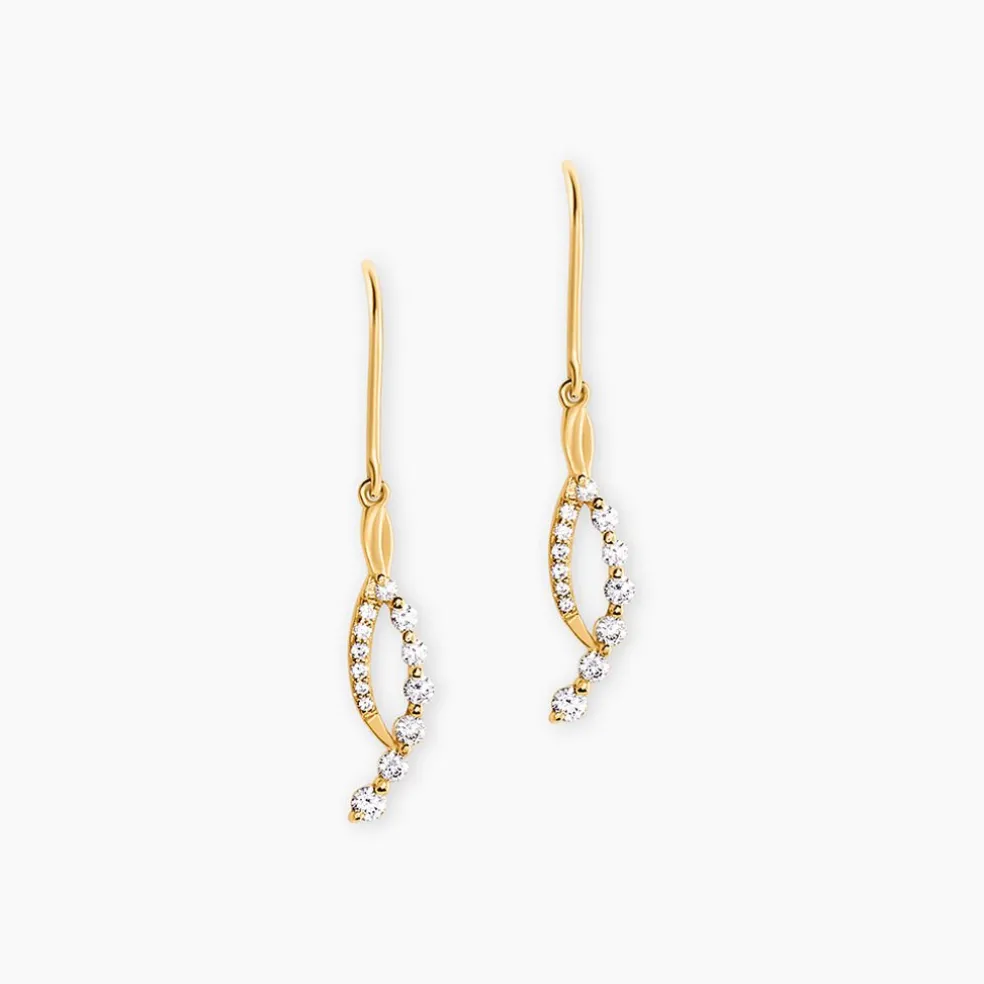 Boucles D'Oreilles Pendantes Klavdija Or Jaune Oxyde De Zirconium