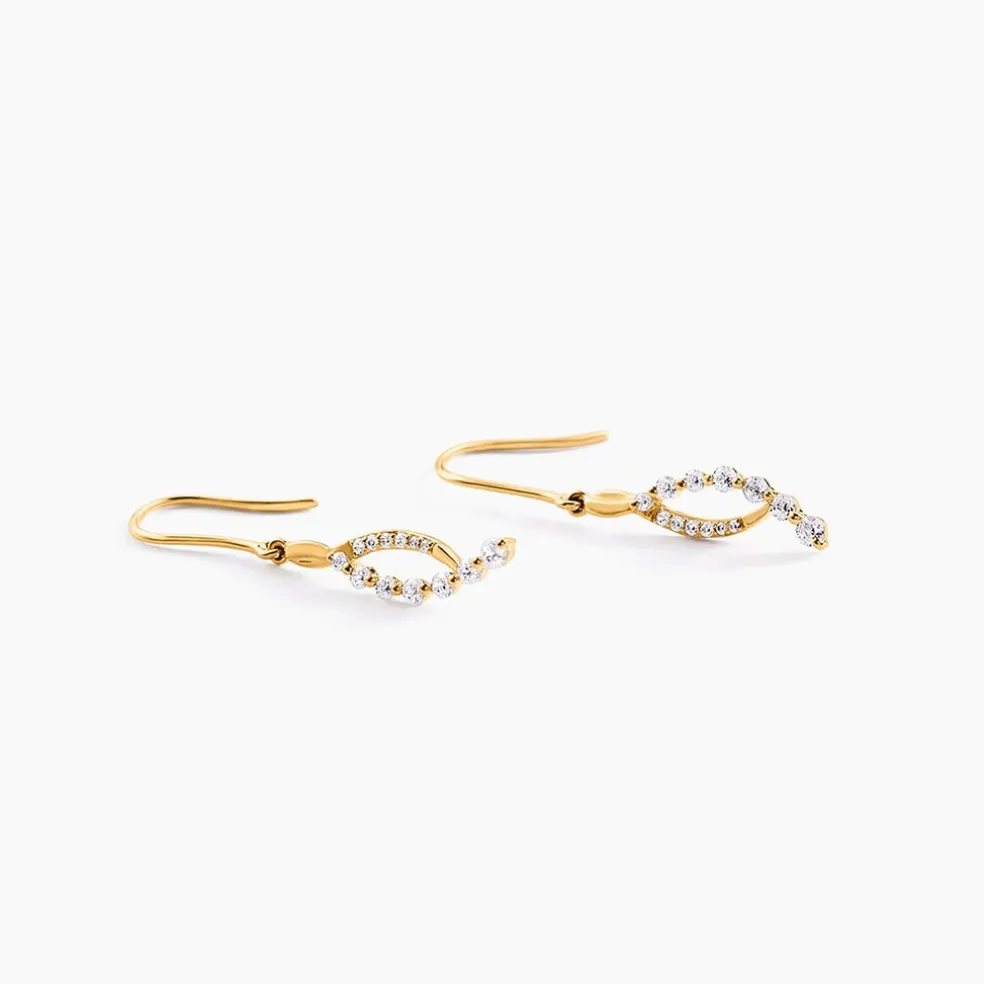Boucles D'Oreilles Pendantes Klavdija Or Jaune Oxyde De Zirconium