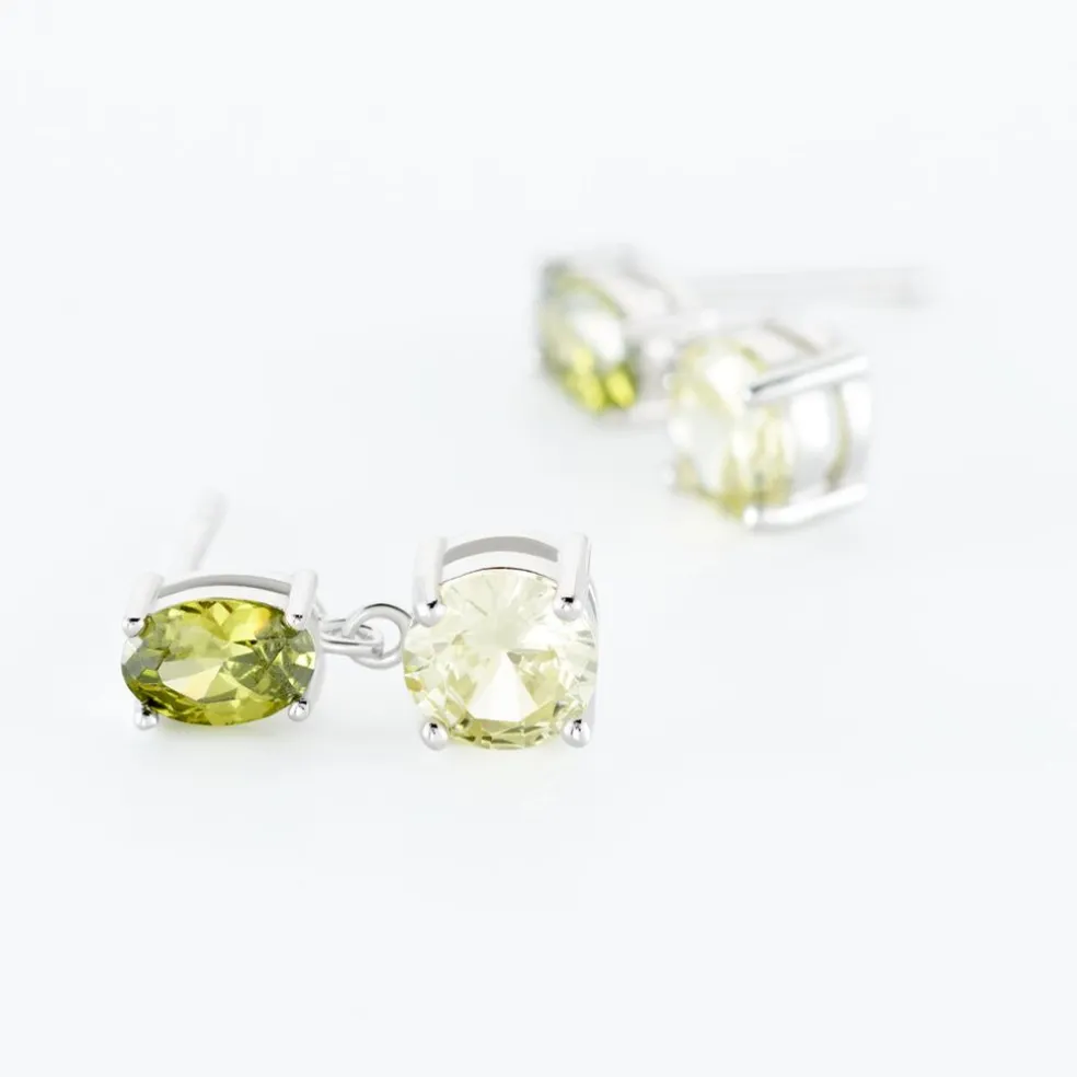Boucles D'oreilles Pendantes Argent Blanc Brenna Oxydes De Zirconium