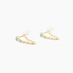 Boucles D'Oreilles Pendantes Jardin Secret Or Jaune Topaze Oxyde De Zirconium
