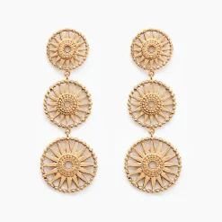 Boucles D'oreilles Pendantes Rosae Plaque Or Jaune