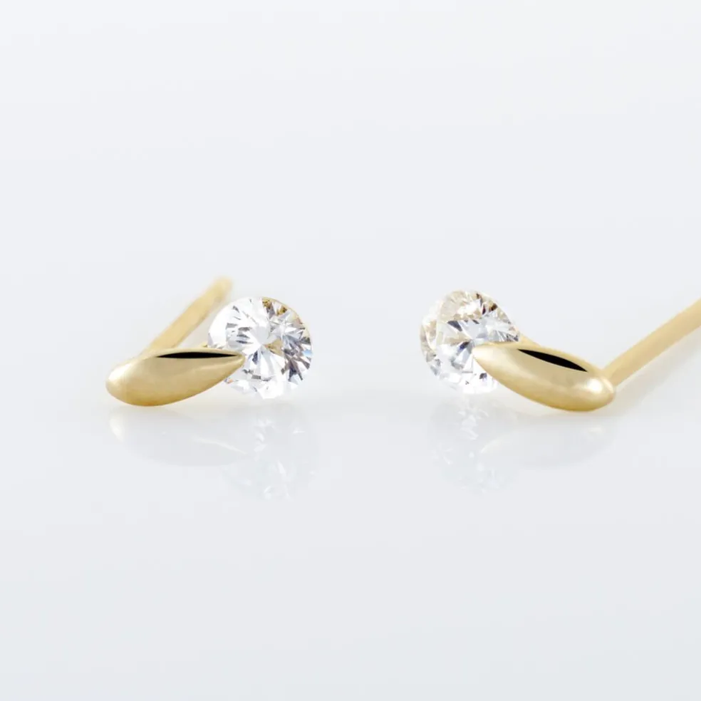 Boucles D'oreilles Pendantes Clementa Or Jaune Oxyde De Zirconium
