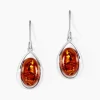 Boucles D'oreilles Pendantes Hilda Argent Blanc Ambre