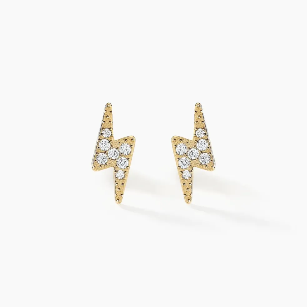 Boucles D'oreilles Puces Acier Doré Cristal