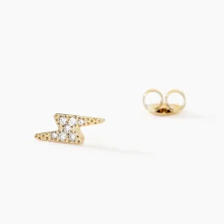 Boucles D'oreilles Puces Acier Doré Cristal