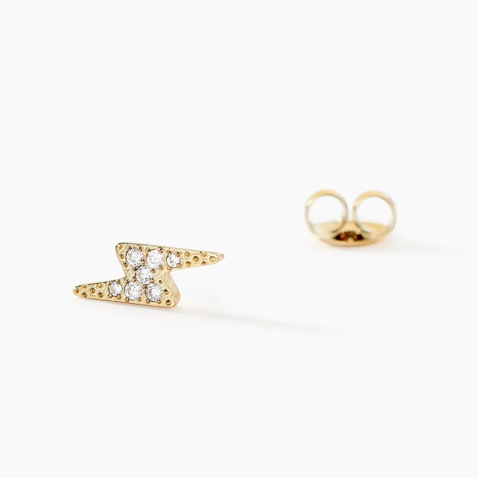 Boucles D'oreilles Puces Acier Doré Cristal