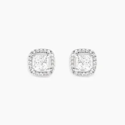 Boucles D'oreilles Puces Adrienne Or Blanc Oxyde De Zirconium