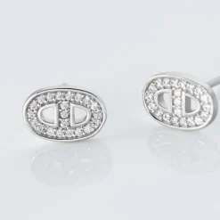 Boucles D'oreilles Puces Argent Blanc Caprina Oxydes De Zirconium