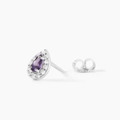 Boucles D'oreilles Puces Argent Blanc Tania Oxydes De Zirconium