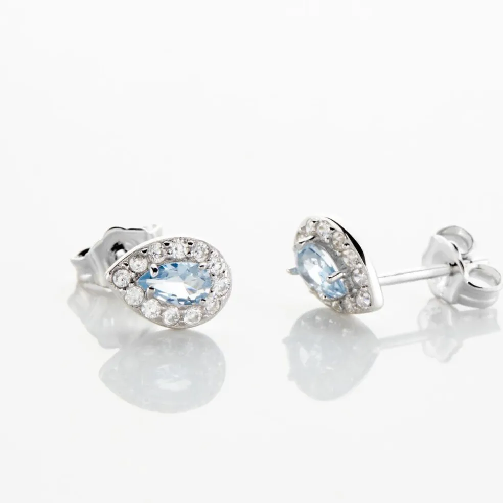 Boucles D'oreilles Puces Argent Blanc Tania Oxydes De Zirconium