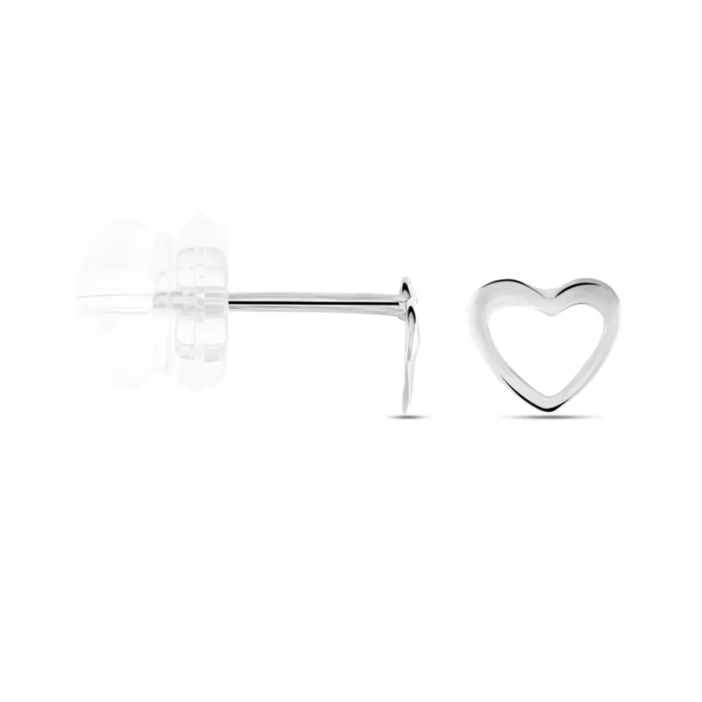 Boucles D'oreilles Puces Anne-maudae Coeurs Or Blanc