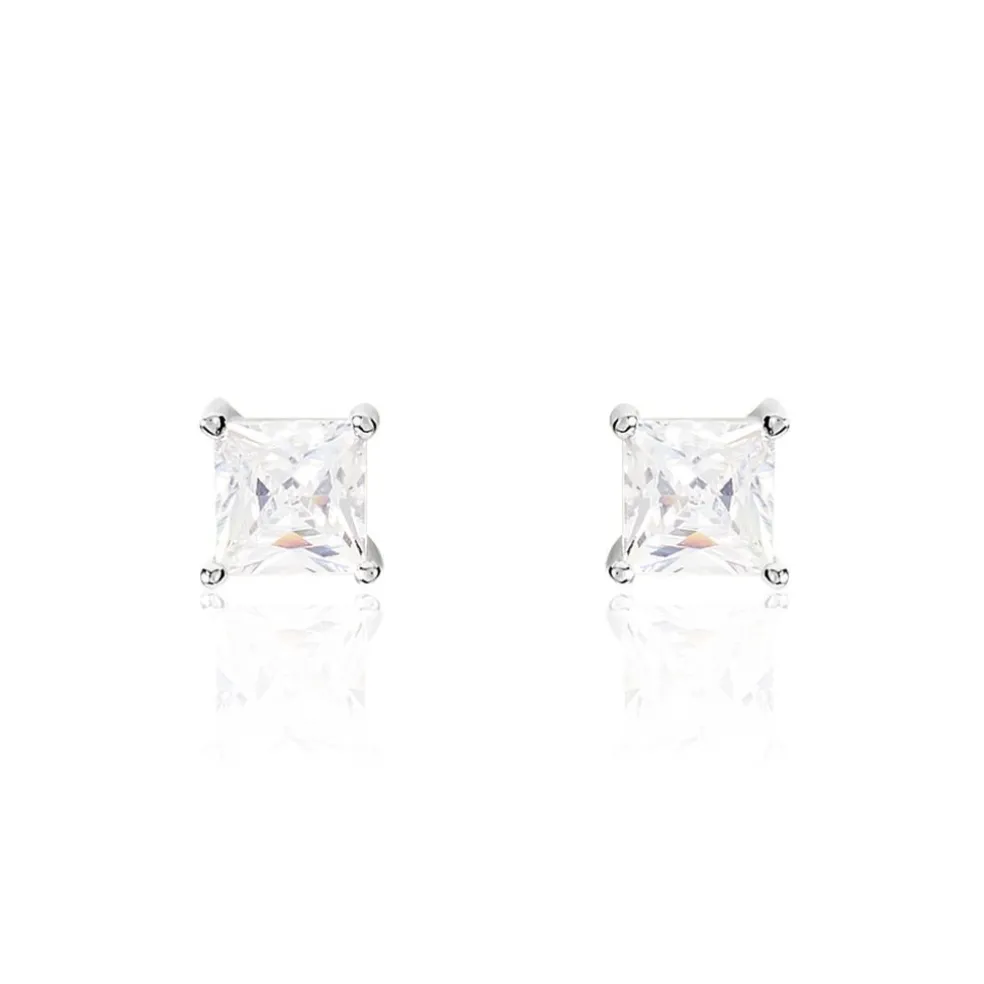 Boucles D'oreilles Puces Argent Blanc Alys Oxyde De Zirconium