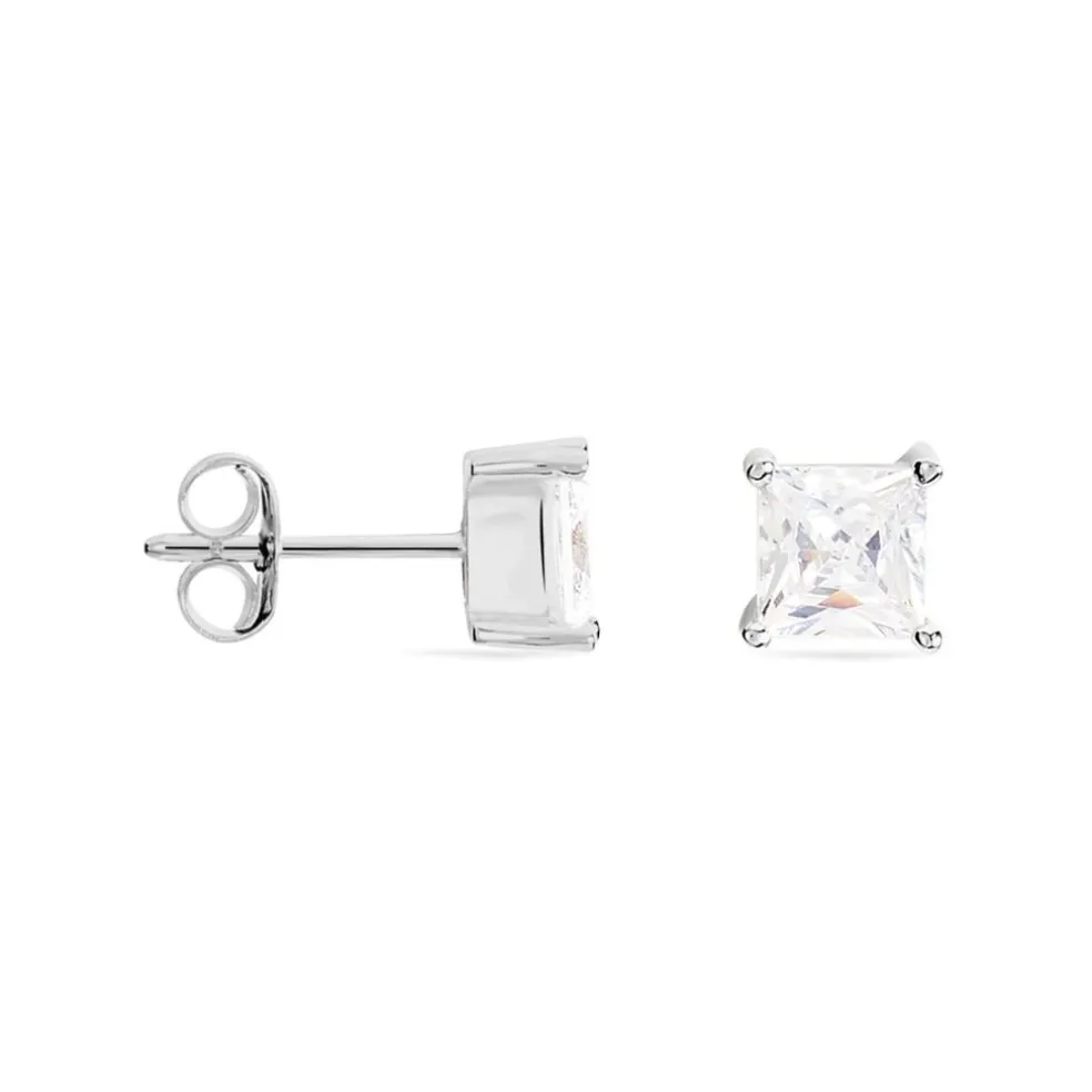 Boucles D'oreilles Puces Argent Blanc Alys Oxyde De Zirconium