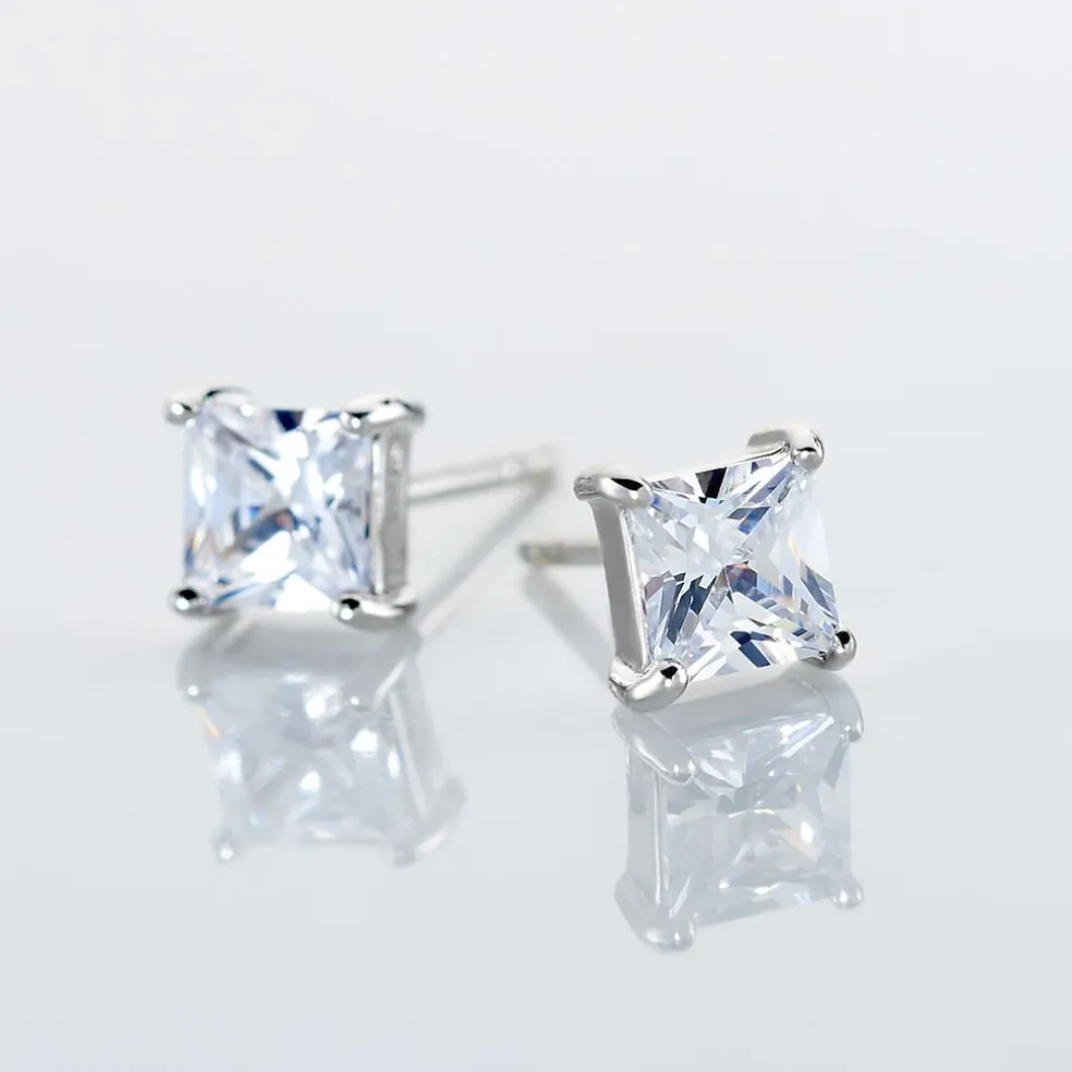 Boucles D'oreilles Puces Argent Blanc Alys Oxyde De Zirconium